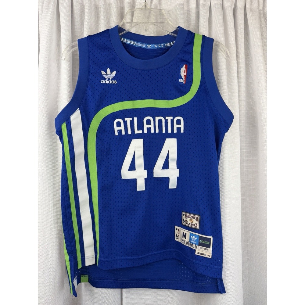 Pistol Pete Maravich #44 Adidas Hardwood Classics HWC Atlanta Hawks Jersey M +2